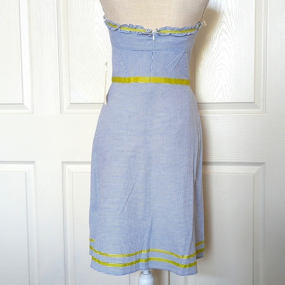 Elizabeth Wayman Blue and White Striped Strapless Dress - Picture 4 of 6